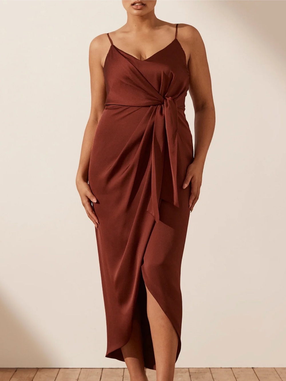 Shona Joy Tie front cocktail midi dress